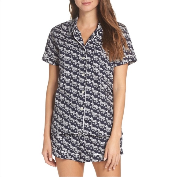 J. Crew Zebra 2 Piece Shorts Cotton Pajamas - Picture 1 of 8